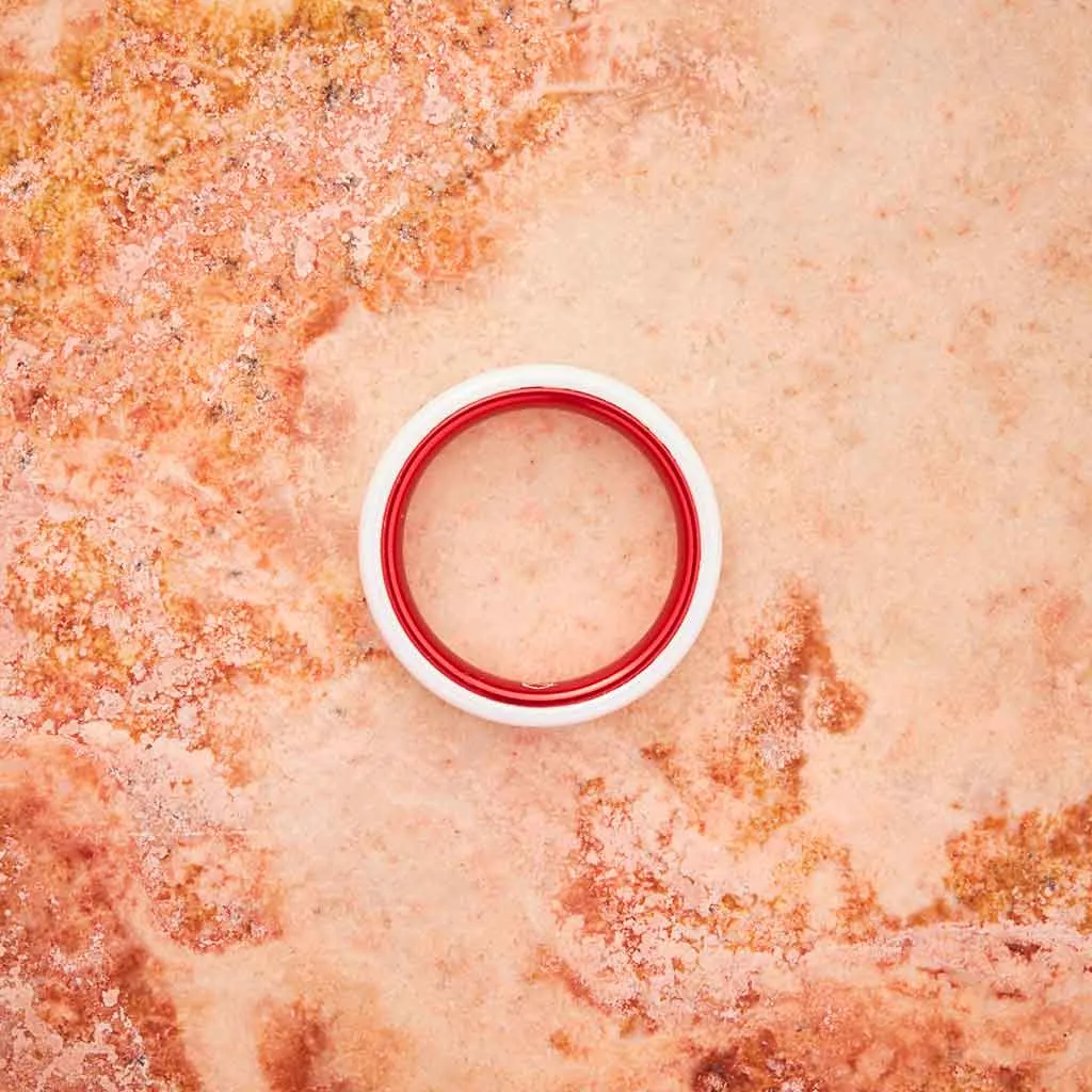 White Ceramic Ring - Resilient Red - 4MM